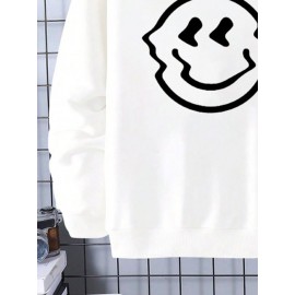 Mens Funny Smile Graphic Crew Neck Casual Pullover Sweatshirts Winter