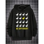 Mens Contrast Goose Letter Print Casual Long Sleeve Hoodies Winter