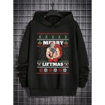 Mens Christmas Element Santa Claus Print Long Sleeve Hoodies Winter