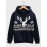 Mens Christmas Elk Snowflake Print Kangaroo Pocket Drawstring Hoodies