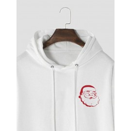Mens Christmas Letter Back Print Kangaroo Pocket Drawstring Hoodies Winter